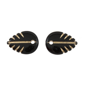 *DB-1106-9115 - Pendentif de Plastique Feuille 14X19MM Noir Centre Doré 1 Boîte (App. 65pcs) *DB-1106-9115,Pendentifs,En lots uniques,Pendentif,Plastique,Plastique,14X19MM,Feuille,Noir,Centre Doré,Chine,Dollar Bead,1 Boîte,(App. 65pcs),montreal, quebec, canada, beads, wholesale