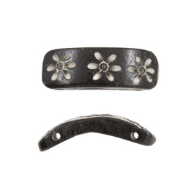 1109-1388-01 - Bone Spacer Rectangle Flower 12X30MM Black 2 Holes 10pcs India 1109-1388-01,Findings,Spacers,Spacer,Natural,Bone,12X30MM,Rectangle,Flower,Black,2 Holes,India,10pcs,montreal, quebec, canada, beads, wholesale