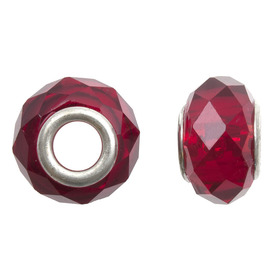 1118-0102-03 - Glass Bead Pandora Oval Facetted 14MM Red 5pcs 1118-0102-03,Beads,Glass,Pandora style,Bead,Pandora,Glass,Glass,14MM,Oval,Facetted,Red,China,5pcs,montreal, quebec, canada, beads, wholesale